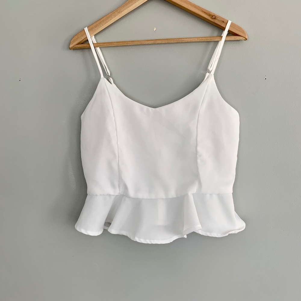 White Peplum Tank Top Medium